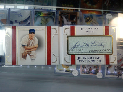 2019 National Treasures * Johnny Pesky * #01/10 Cut Signatures Booklet #CSB-JP