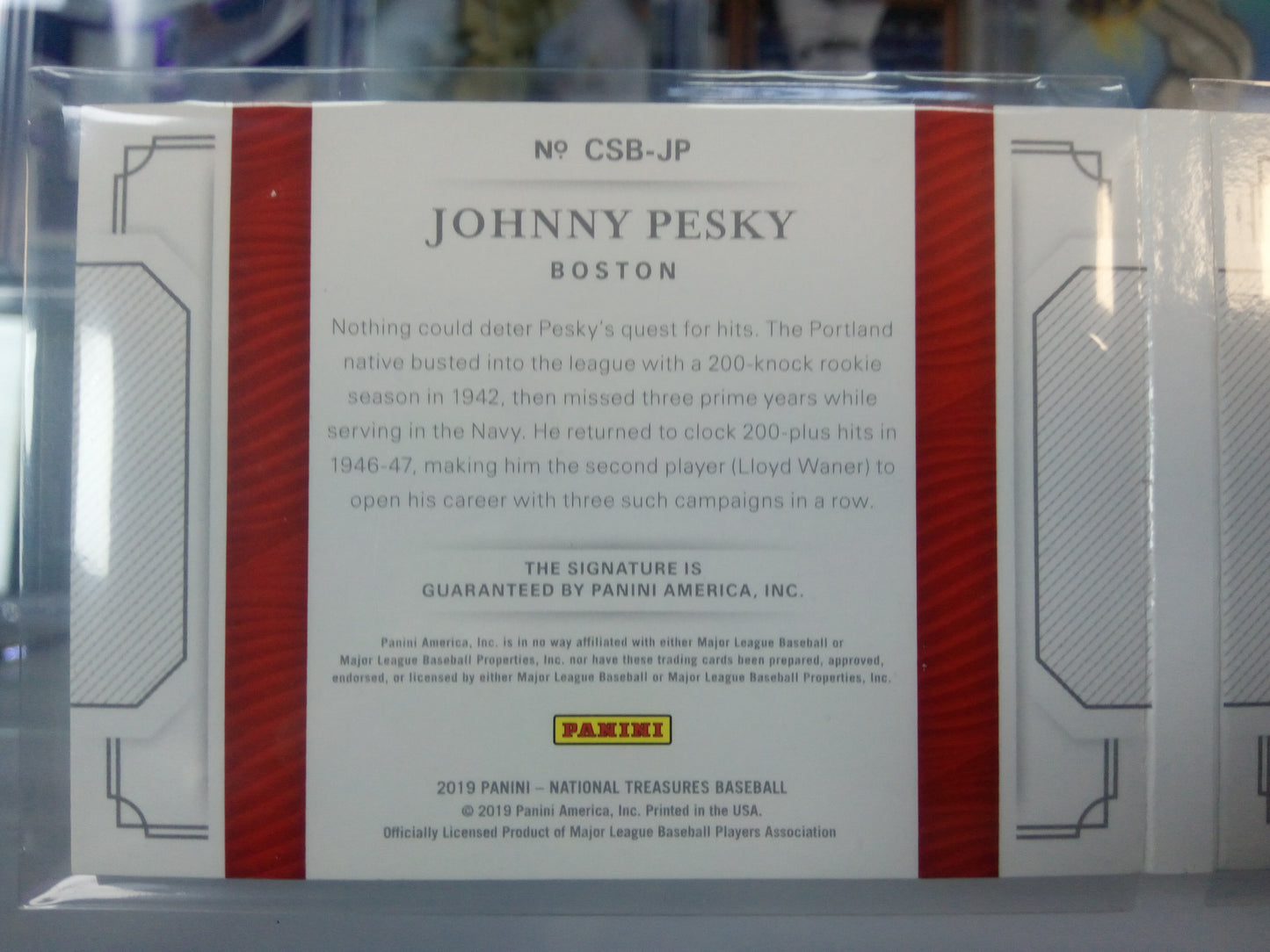 2019 National Treasures * Johnny Pesky * #01/10 Cut Signatures Booklet #CSB-JP