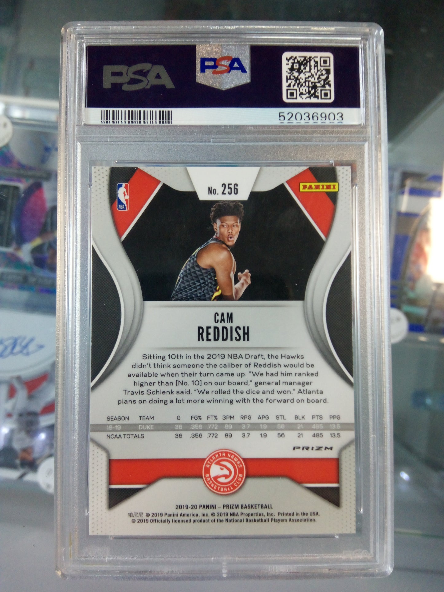 2019-20 Panini Prizm * Cam Reddish * Fast Break Prizm RC #256 - PSA 9