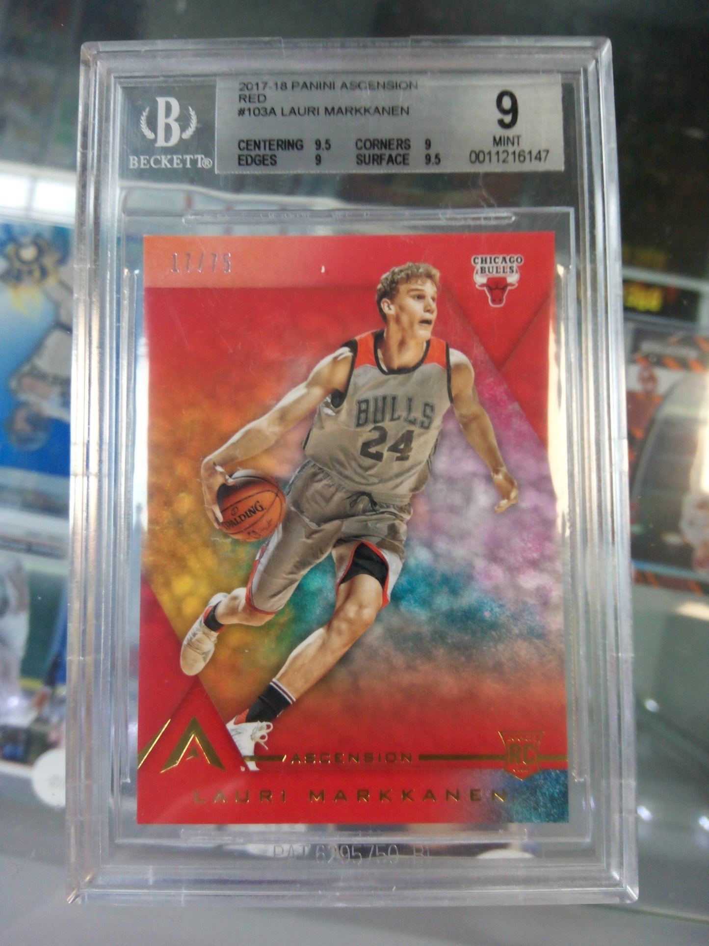 2017-18 Panini Ascension * Lauri Markkanen * #17/75 Red RC #103 - BGS 9