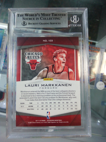 2017-18 Panini Ascension * Lauri Markkanen * #17/75 Red RC #103 - BGS 9