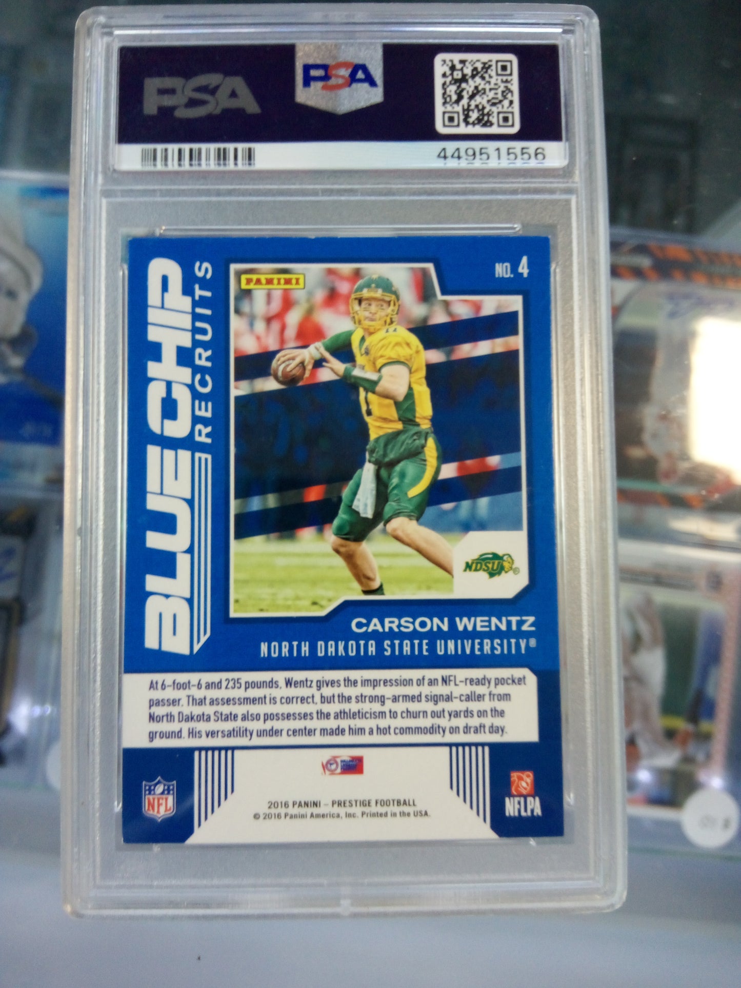 2016 Panini Prestige * Carson Wentz * Blue Chip Recruits #4 - PSA 8.5