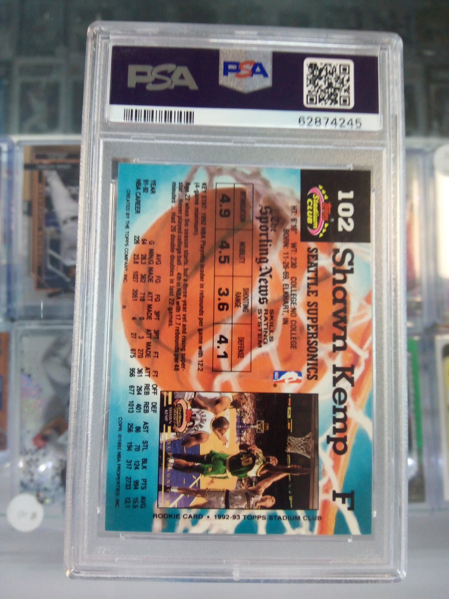 1992-93 Topps Stadium Club * Shawn Kemp * #102 * PSA 9