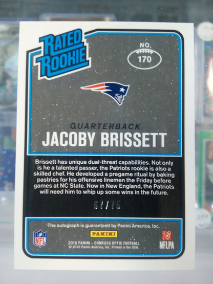 2016 Donruss Optic * Jacoby Brissett * #67/75 Rated Rookie Auto Blue Holo #170