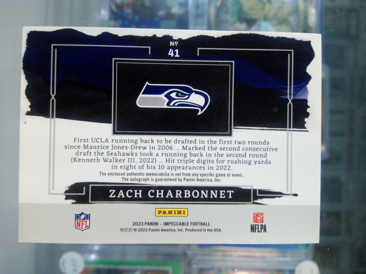 2023 Panini Impeccable * Zach Charbonnet * #34/35 RC Elegance Patch Auto #41