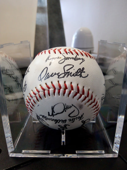 1991 Chicago Cubs Signed Baseball In Display Case