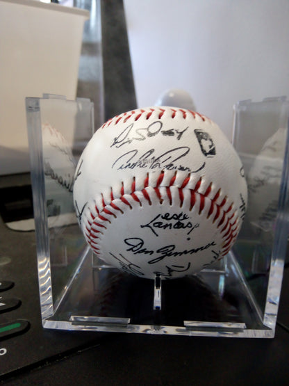 1991 Chicago Cubs Signed Baseball In Display Case