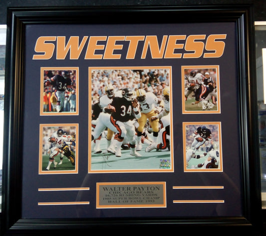 Walter Payton Custom Framed Signed Photo * Sweetness WPI