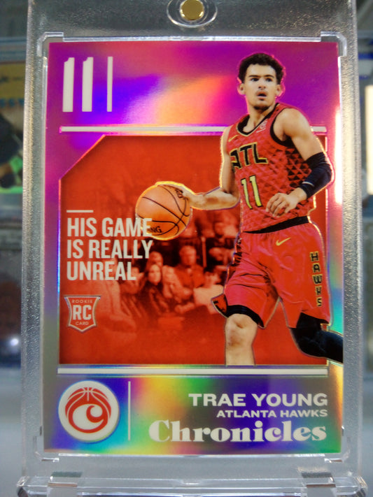 208-19 Panini Chronicles * Trae Young * #42/75 Pink Opti-chrome RC #532