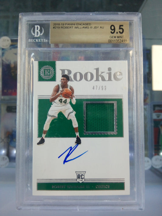 2018-19 Panini Encased * Robert Williams * #447/99 Jersey Auto #219 * BGS 9.5/10