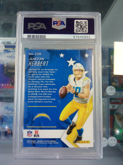 2020 Panini Rookies & Stars * Justin Herbert * RC #103 * PSA 9