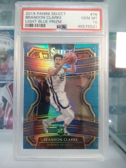 2019-20 Panini Select * Brandon Clarke * #296/299 Light Blue Prizm RC #76 * PSA 10