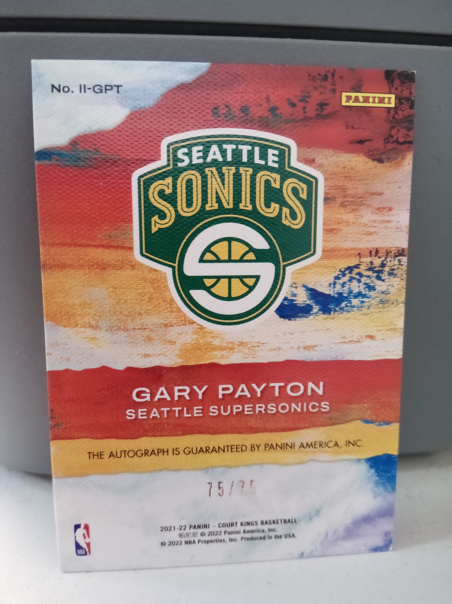 2021-22 Court Kings * Gary Payton * #75/75 Impressions Ink #II-GPT