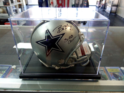 Bill Bates Signed Cowboys Mini Helmet In Display Case * JSA