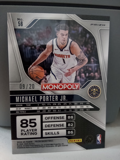 2024-25 Panini Prizm Monopoly * Michael Porter Jr. * #09/20 Green Millionaire Shimmer #56