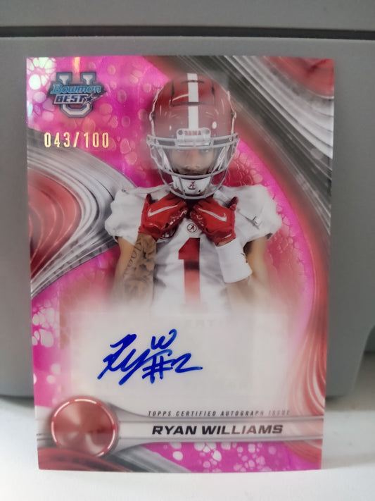 2024 Bowman Best U * Ryan Williams * #043/100 Pink Lava Auto #BOA-RW