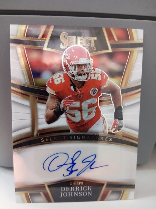 2022 Panini Select * Derrick Johnson * #01/50 White Prizm Auto #SSP-DEJ