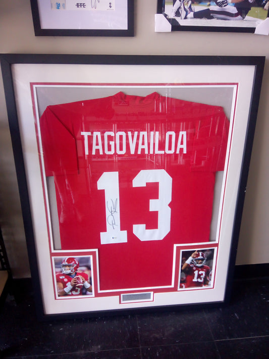 Tua Tagovailoa Signed Alabama Crimson Tide Jersey * Custom Framed