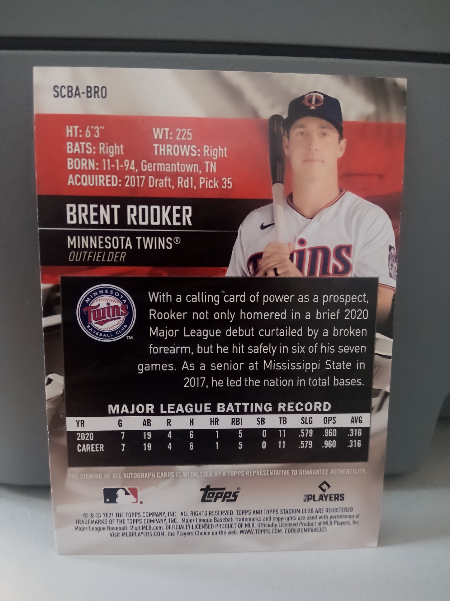 2021 Topps Stadium Club * Brent Rooker * RC Auto #SCBA-BRO