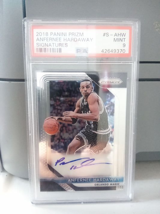 2018-19 Panini Prizm * Anfernee Hardaway * Signatures #S-AHW * PSA 9