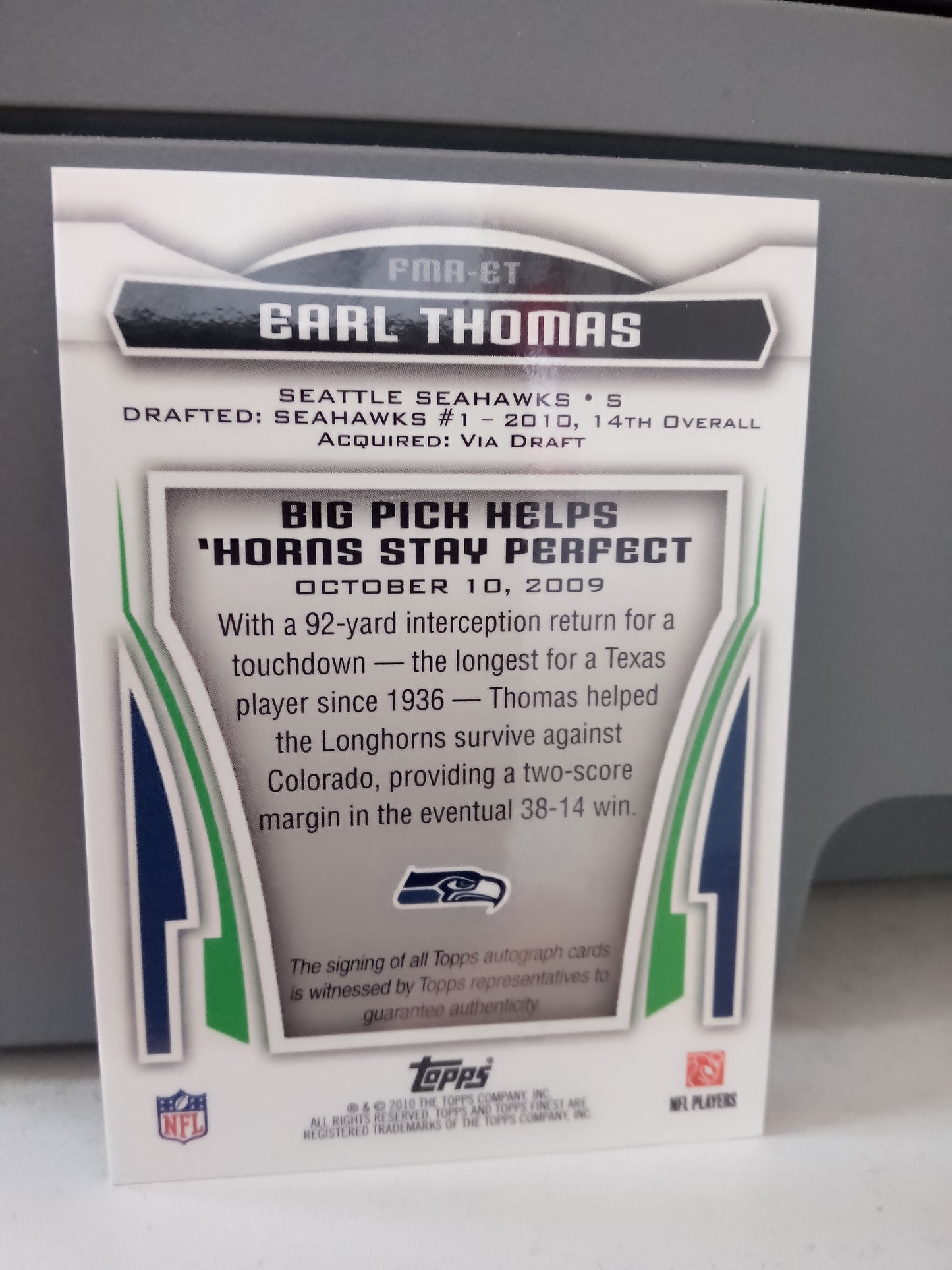 2010 Topps Finest * Earl Thomas * Finest Moments Auto #FMA-ET