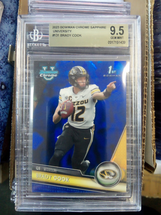 2023 Bowman U Chrome Sapphire * Brady Cook  * 1st Bowman #131 * BGS