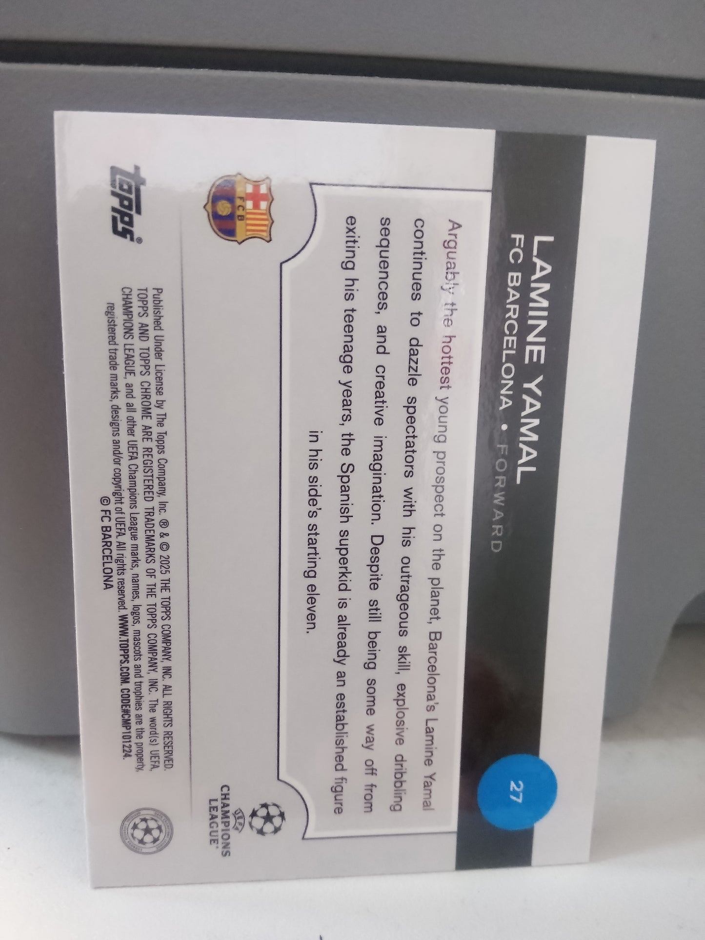 2024-25 Topps Chrome UEFA * Lamine Yamal * #247/299 Violet Refractor #27