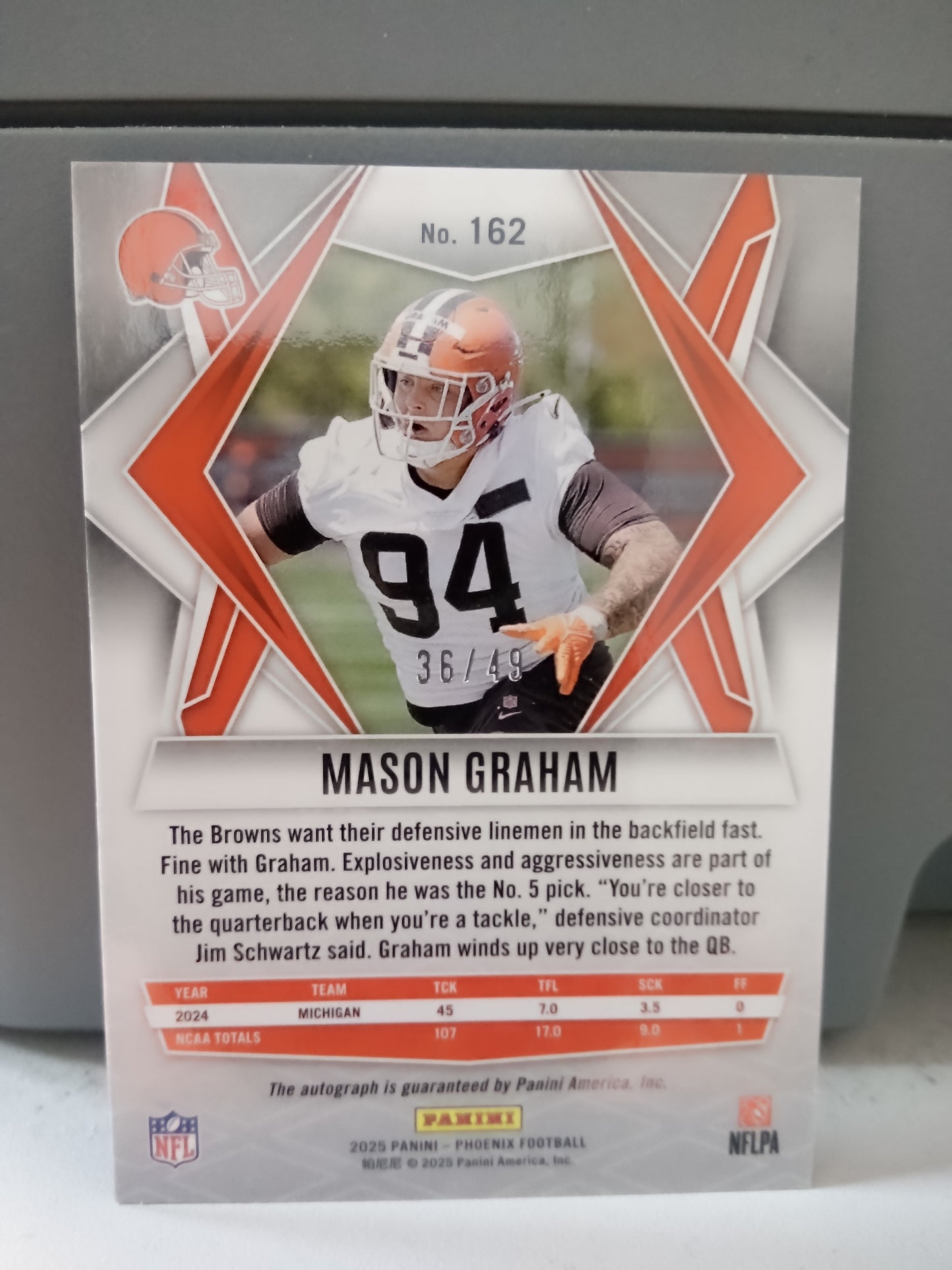 2025 Panini Phoenix * Mason Graham * #36/49 Auto RC Blue #162