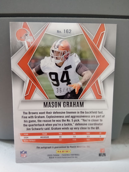2025 Panini Phoenix * Mason Graham * #36/49 Auto RC Blue #162