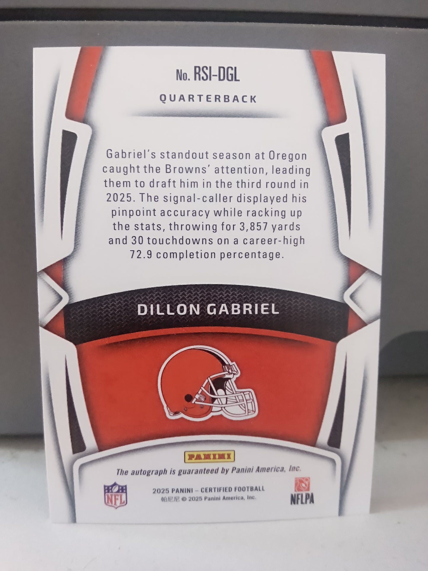 2025 Panini Certified * Dillon Gabriel * #14/30 Purple Etch Rookie Auto #RSI-DGL