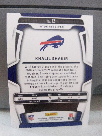 2025 Panini Certified * Khalil Shakir * #08/25 Mirror Green #12
