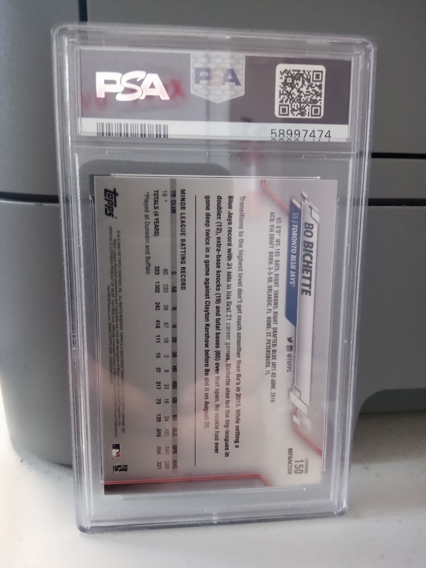 2024 Topps Chrome * Bo Bichette * Refractor RC #150 * PSA 10