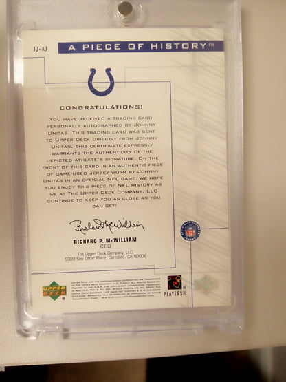 2001 Upper Deck * Johnny Unitas * Game Jersey Auto #JU-AJ