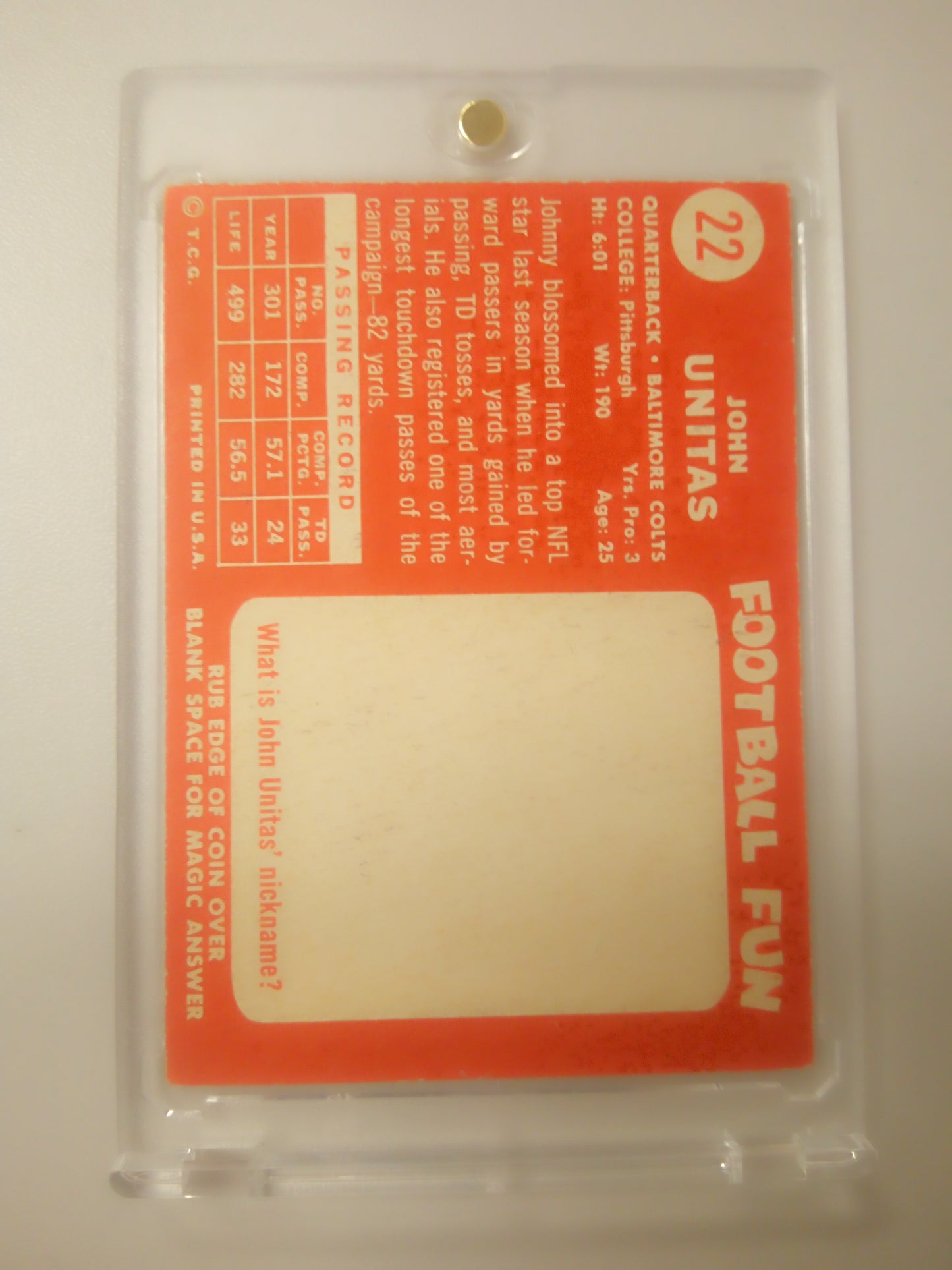 1958 Topps * John Unitas * #22