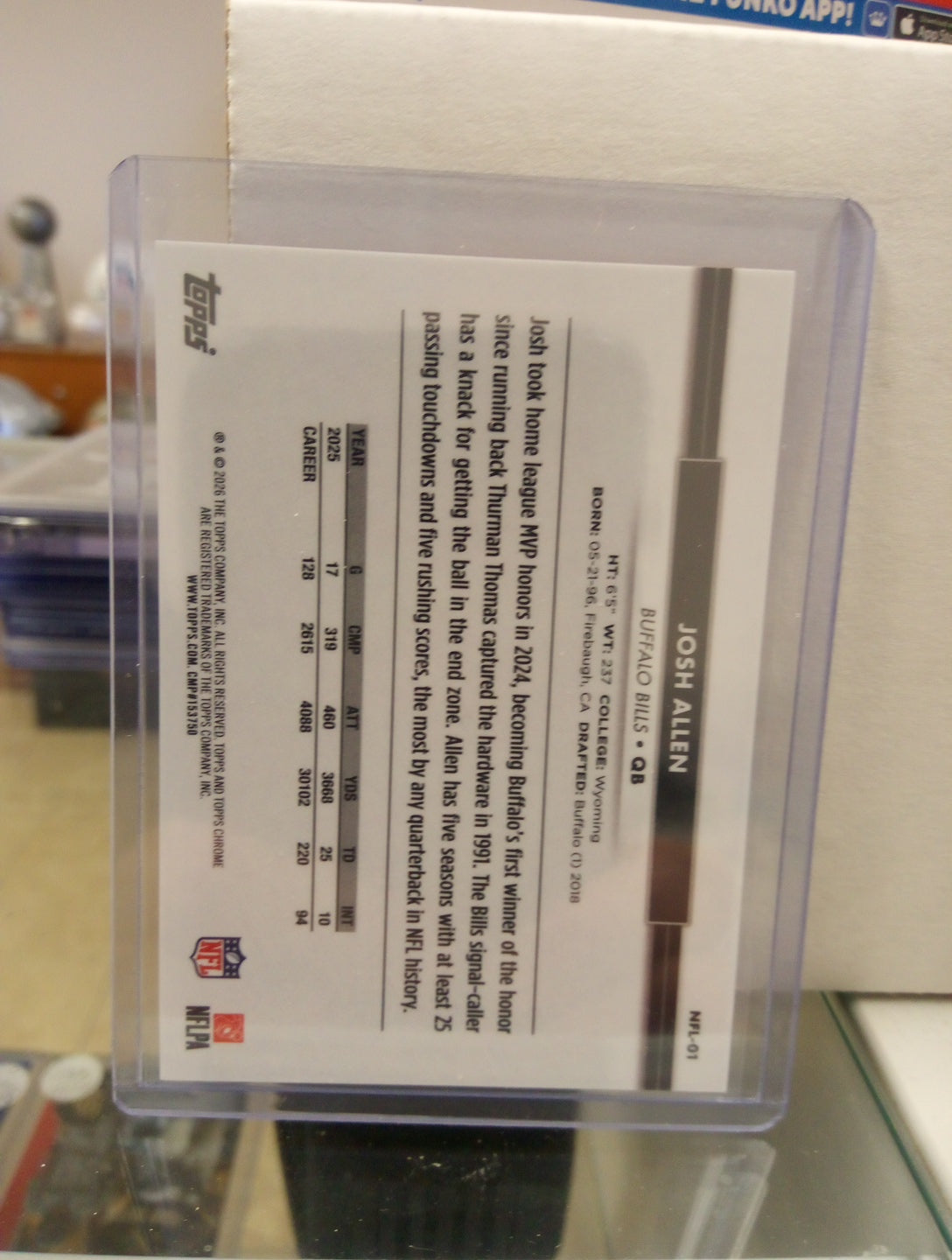 2026 Topps Chrome NSCC * Josh Allen * #04/25 Orange #NFL-01