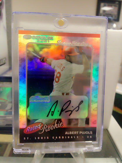 2001 Donruss Rated Rookie * Albert Pujols * Season Stat Line SSP Auto #156