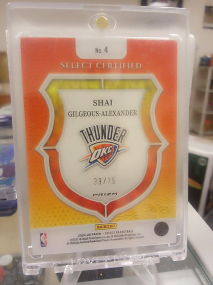 2024-25 Panini Select * Shai Gilgeous-Alexander * #39/75 Certified #4