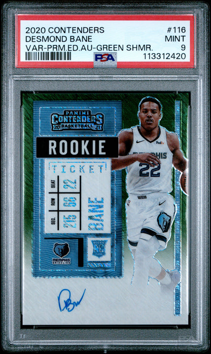 2020-21 Panini Contenders * Desmond Bane * Green Shimmer Variation Auto #116 * PSA