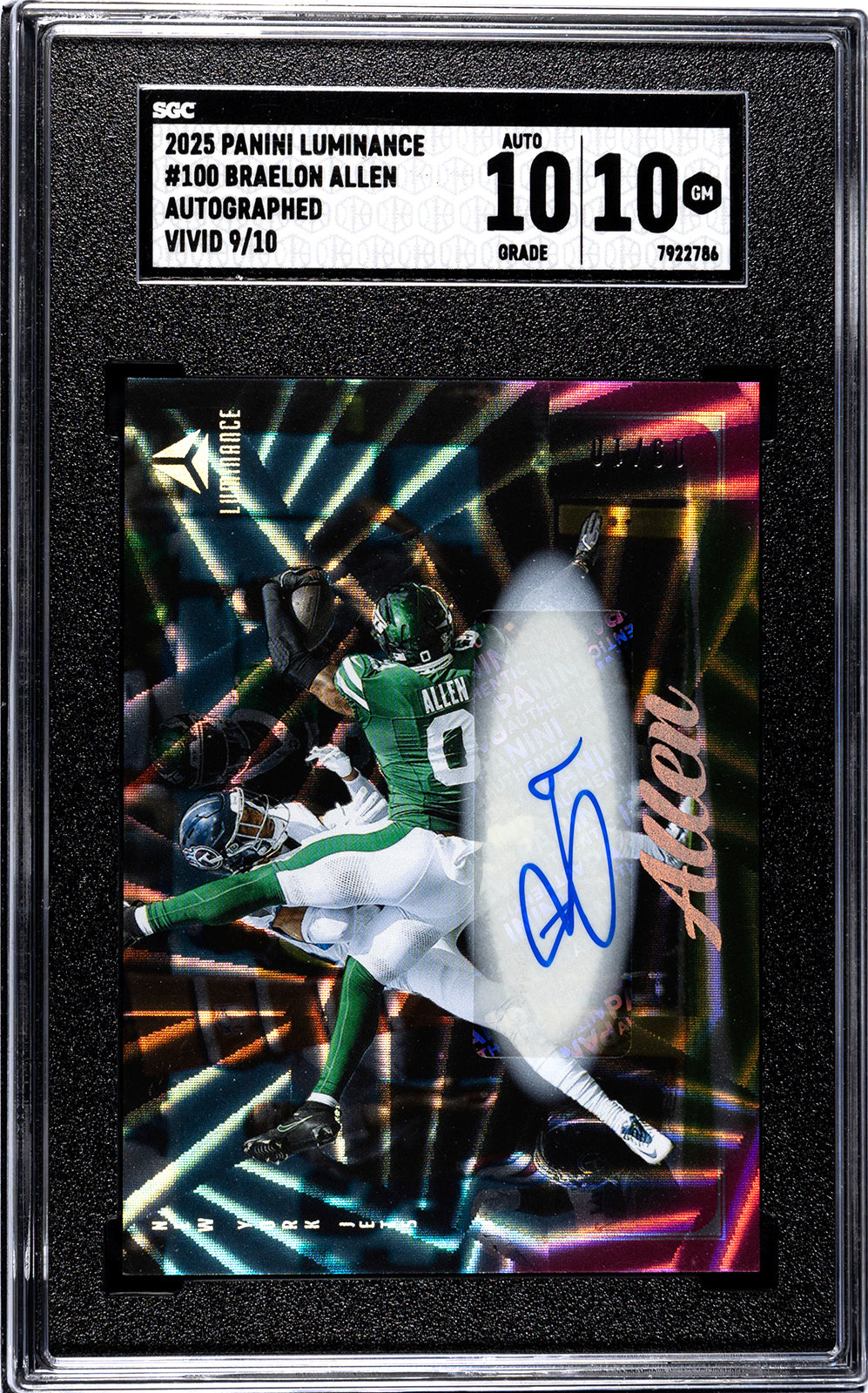 2025 Panini Luminance * Braelon Allen * #09/10 Vivid Auto #100 * SGC 10