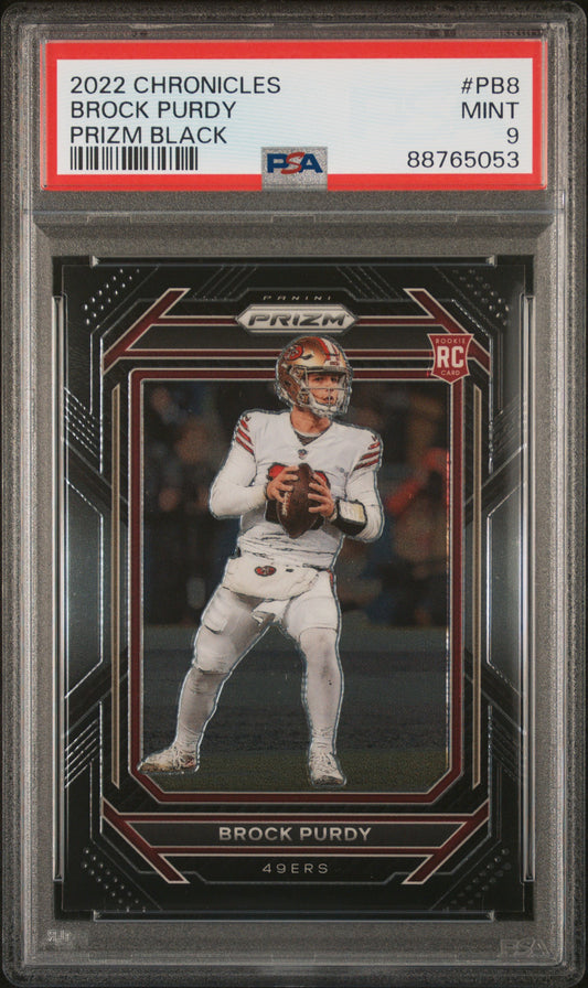 2022 Panini Chronicles * Brock Purdy * Prizm Black RC #PB-8 * PSA 9