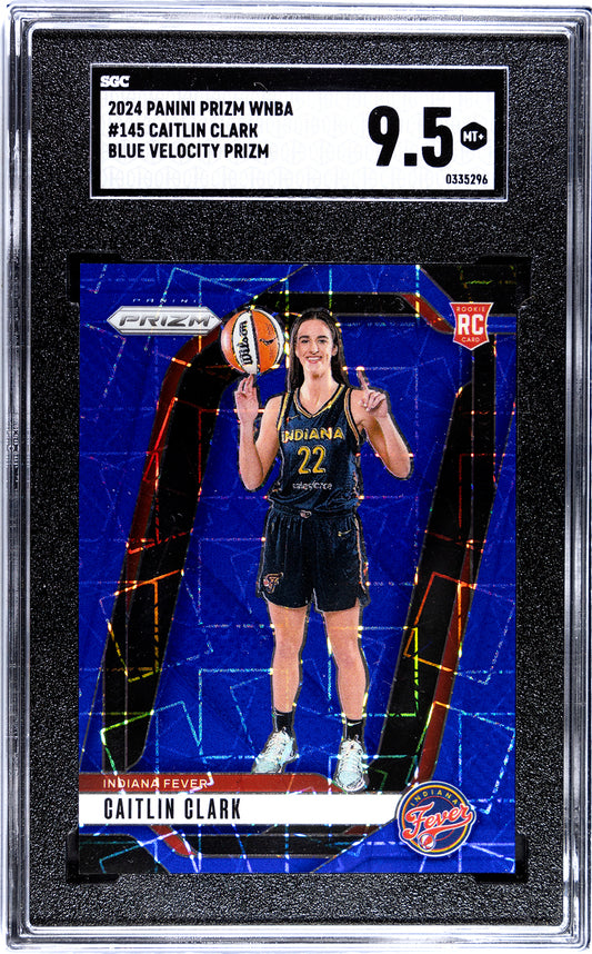 2024 Panini Prizm * Caitlin Clark * Blue Velocity RC #145 * SGC 9.5