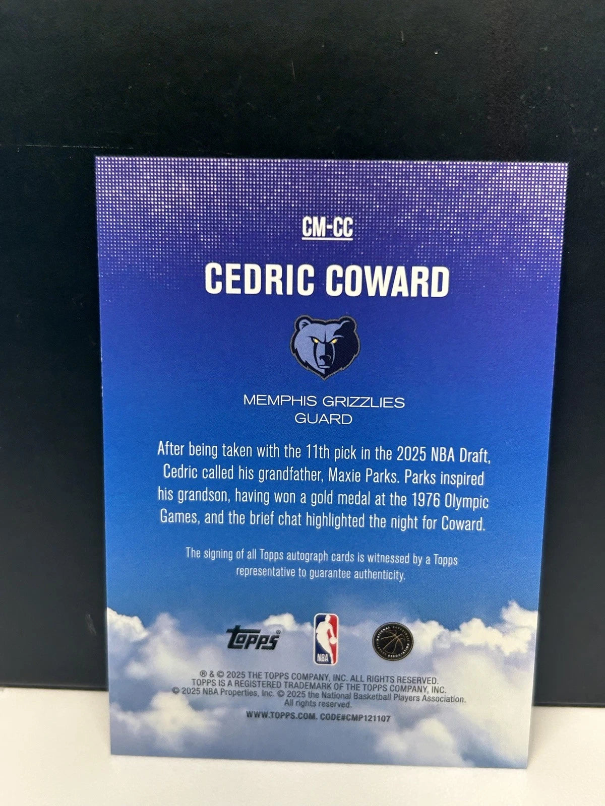 2025-26 Topps * Cedric Coward * Contemporary Marks RC Auto #CM-CC