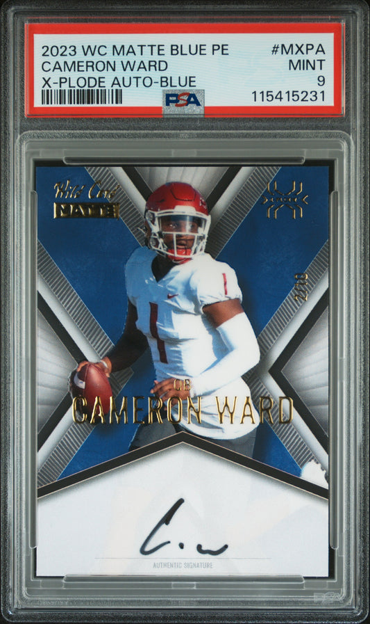 2023 Wild Card * Cam Ward * #2/10 Blue Auto #MXP-A * PSA