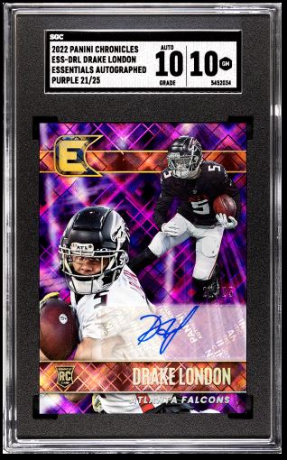 2022 Panini Chronicles Essentials * Drake London * #21/25 RC Auto Purple #ESS-DRL * SGC