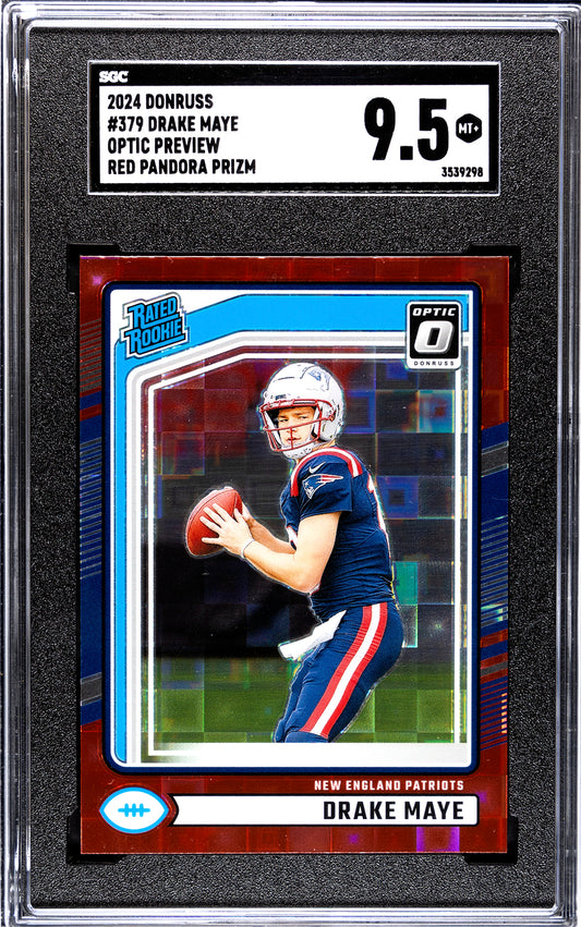 2024 Panini Donruss * Drake Maye * Optic Preview Red Pandora Prizm #379 * SGC