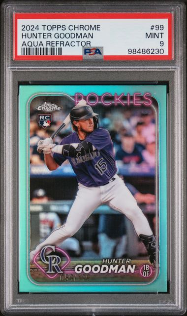 2024 Topps Chrome * Hunter Goodman * #059/199 Aqua Refractor RC #99 * PSA 9