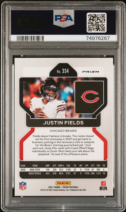 2021 Panini Prizm * Justin Fields * Red/White/Blue Prizm RC #334 * PSA