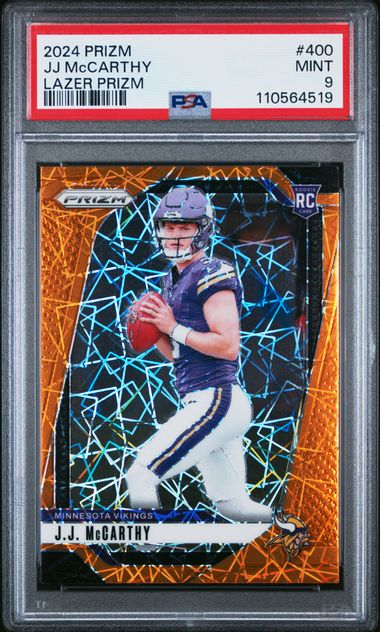2024 Panini Prizm * JJ McCarthy * Orange Lazer RC #400 * PSA 9