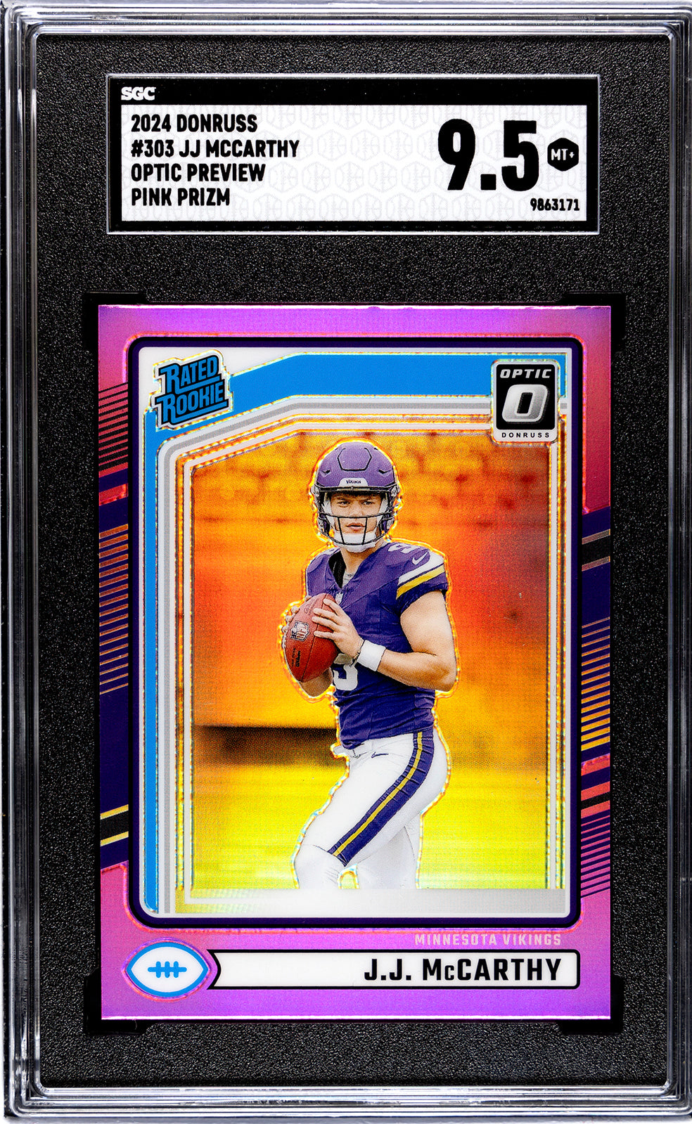 2024 Donruss Optic * JJ McCarthy * Optic Preview Pink Rated Rookie #303 * SGC