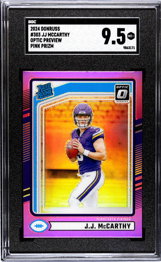 2024 Donruss Optic * JJ McCarthy * Optic Preview Pink Rated Rookie #303 * SGC